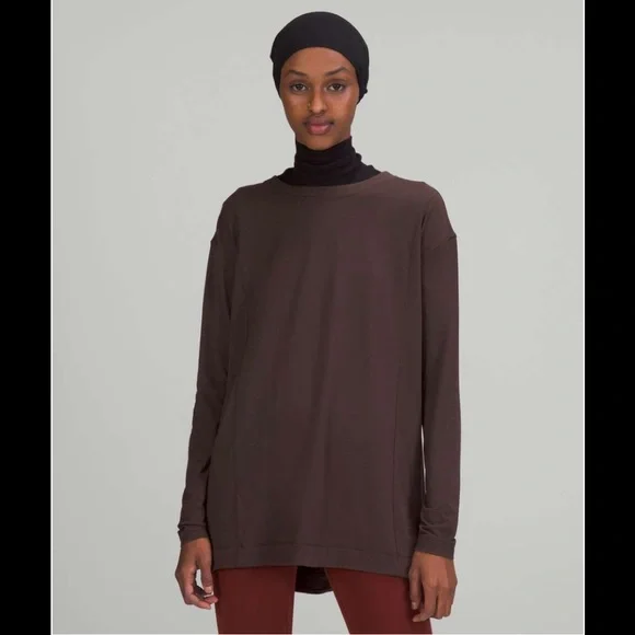 Lululemon Modal Pleated Back Long Sleeve Shirt in French Press Size 6 - Picture 1 of 5